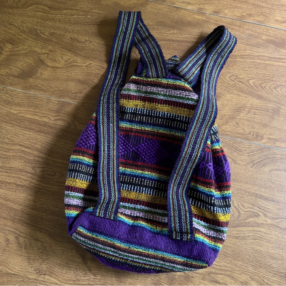 Artesanians Mickey Unisex Multicolor Purple Vintage Crafted Lightweight Backpack - Picture 11 of 11